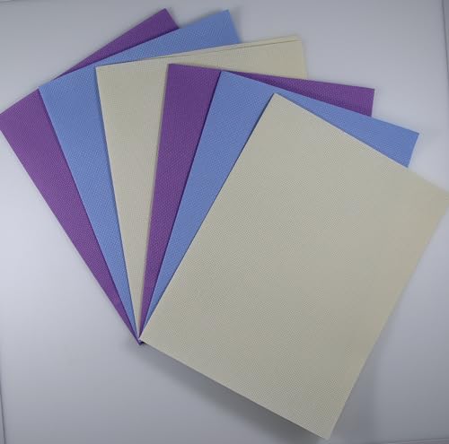 Image of KCS 6 pc of 12 inch x 18 inch(30cmx45cm) 14CT Counted Cotton Aida Cloth Cross Stitch Fabric (Cream+Light Blue+Lavender)