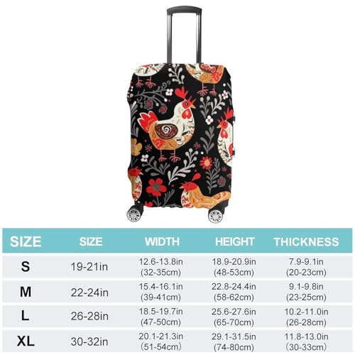 Cute Rooster Chickens Luggage Cover Travel Suitcase Covers for Luggage Elastic Carry on Luggage Covers for Suitcase Tsa Approved Washable Luggage Sleeve Protector Fits 18-32 Inch L2