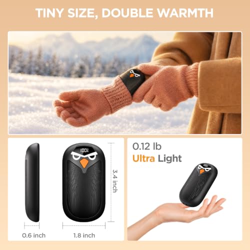 Hand Warmers Rechargeable 2 Pack with LED Display, 4 Heat Settings & Fast Heating, Portable Electric Hand Warmers for Camping Hunting Commuting, Valentine's Gifts for Men Women - image 3