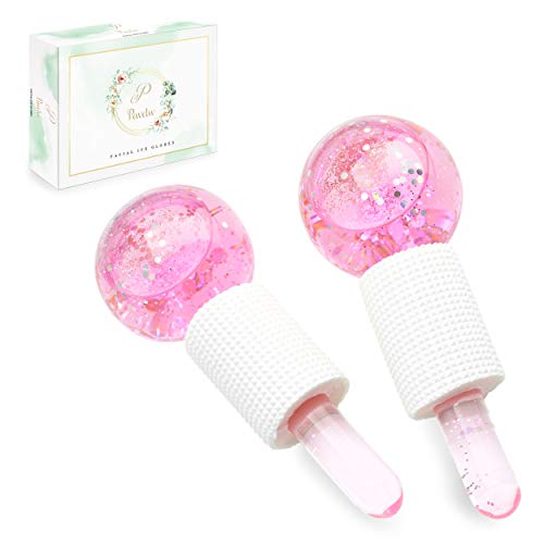 PaveTW Ice Globes For Facials - Facial Globes for Face & Eye Puffiness Relief - Ice Globe Massager Increase Collagen Production, Reduce Fine Lines and Wrinkles for Face, Eye, Neck (Pink)