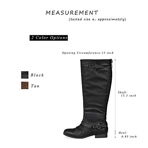 Women’s Block Low Heel Knee High Boots Zipper Closure with Buckle Fashion Riding Boots3