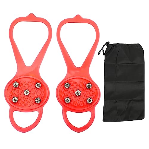 1pair Ice Grips Anti Skid 5 Studs Crampons Ice Cleats Snow Traction Cleats Crampons for Shoe and Boots for Walking on Snow and Ice (M)