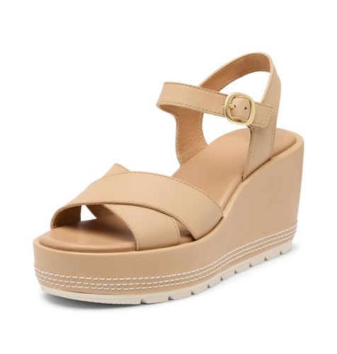 Sandales compensées Sorel Sunpeak Wedge en cuir de qualité et finitions premium