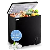 WANAI 5.0 Cu.Ft Compact Chest Freezers with 7 Adjustable Thermostat Top Open Door Freezer Compressor Cooling with Removable Storage Basket, Energy Saving Perfect for Home Bar Dorm or Apartment, Black