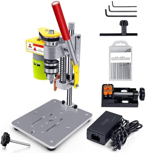 BERXOL Mini Drill Press, Benchtop Drill Press, Portable Electric Drilling Machine, CNC 795 Motor, B10 Chuck, Drill Bit and Clamp for Metal Wooden Jewelry DIY and Crafts Projects