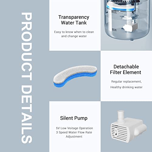 Fuente automática para beber gatos 1.8 L transparente miniatura 6