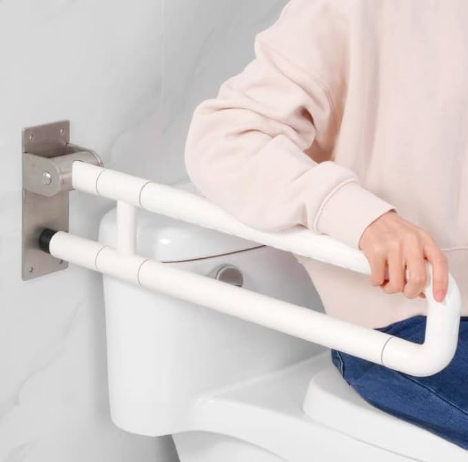 24 Inch Grab Bar for Bathroom Safety Grab Rail Wall Mounted Toilet Handrail Non-Slip Hand Support Railing for Elderly Shower Bathroom Handle Senior Citizen Elders Grab Bar for Toilet(White)