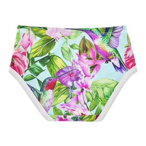 Colorful Hummingbirds Flowers Green Little Girl Panties Toddler Girls Underwear Cotton Bright Briefs Kids Undies 2t2