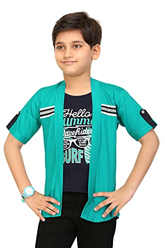 Image of Boys Printed Shrug with Attached T-Shirt