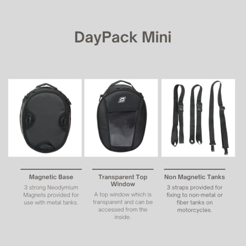 Image of SOLACE Daypack Mini Magnetic Tank Bag for Motorcycles, 10 L, 1680 Denier Polyester, with Shoulder Strap | Shape Keeping semi-Rigid Outer Shell | with Free RainLiner Cover