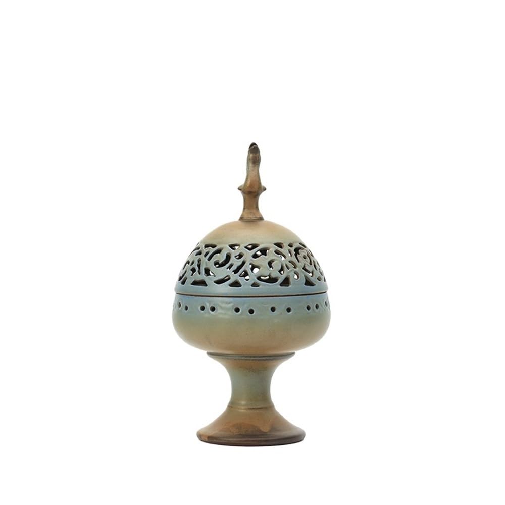 Incense Burner Ceramic Incense Burner With Lid For Frankincense, Charcoal, Stick, Powder, Cone, Coil, And Tower