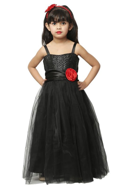 Image of Ripening Baby Girls Net Fit & Flare Floor-Length Gown Sequin Prom Kids Dress