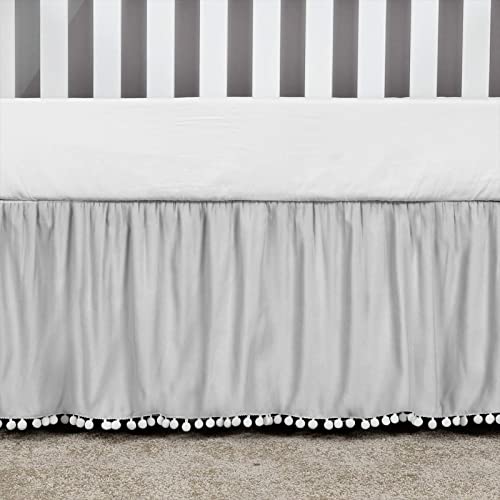 Lit pour bébé : jupe de lit en microfibre avec pompons 28"x 52" - 6