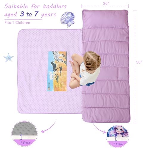 Image of Lasoftan Toddler Nap Mat with Pillow and Blanket, Extra Large Rolled Napping Mats,Slumber Bags for Boys Girls,Kids Sleeping Bag for Daycare, Preschool Travel Camping