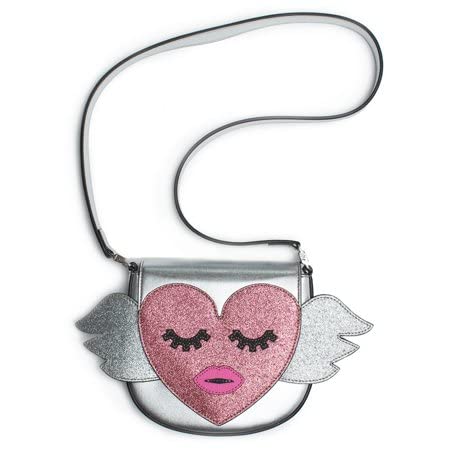 Gucci Kids Metallic Silver Heart Wing Authentic New Bag