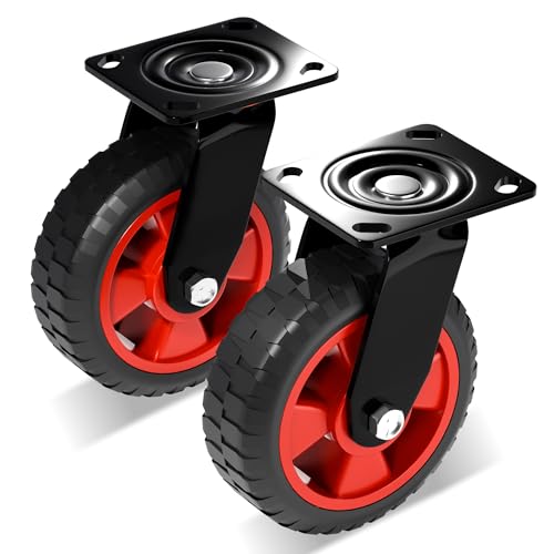 Roues pivotantes robustes de 15,2 cm Capacité 600 kg en caoutchouc plein sans frein Lot de 2