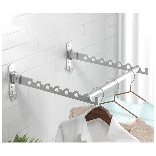 WADRBSW 壁掛けランドリー衣類折りたたみラック、屋内取り付け省スペース格納式ロッド、コート用見えない折りたたみ式ハンガー、ドア掛け乾燥機、40cm/15.7インチ、白 幸せを追求