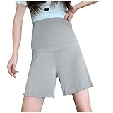 HGps8w Soft Modal Maternity Shorts for Women Over The Belly Comfy Summer Loose Pregnancy Lounge Shorts