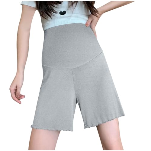 HGps8w Soft Modal Maternity Shorts for Women Over The Belly Comfy Summer Loose Pregnancy Lounge Shorts