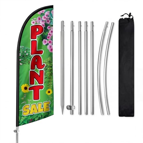 Drapeau de vente de plantes kit mât alliage aluminium piquet acier QSUM