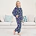 HXshaoye Fashion Navy Blue Seagull Boat Coconut Plush Pjama Set 2 PCS Pjs Set Sleepwear Long Sleeve Top with Bottom para