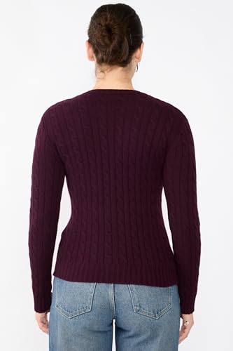JENNIE LIU 100% Cashmere Crewneck Sweater | Chuncky Cashmere Cable-Knit Sweaters for Women3