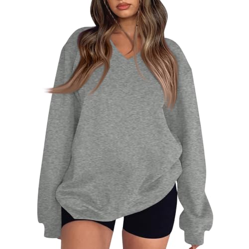 Image of Vasreyy Womens Sweatshirt Long Sleeve Tops For Women Uk Halloween Jumper Women Womens Sweatshirt Ladies Casual Crewneck Long Sleeve Sweatshirts Elegant Solid Color Pullover With(A16 Grey,M)
