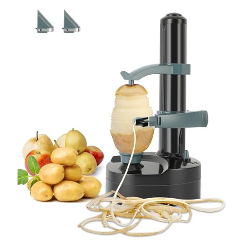 Electric Potato Rolling Peeler, Automatic Rotating Peeler Machine with Replacement Blades, Stainless Steel Kitchen Peeling Tool, Revolutionizing Movable Base, for Potato, Vegetable, Fruit