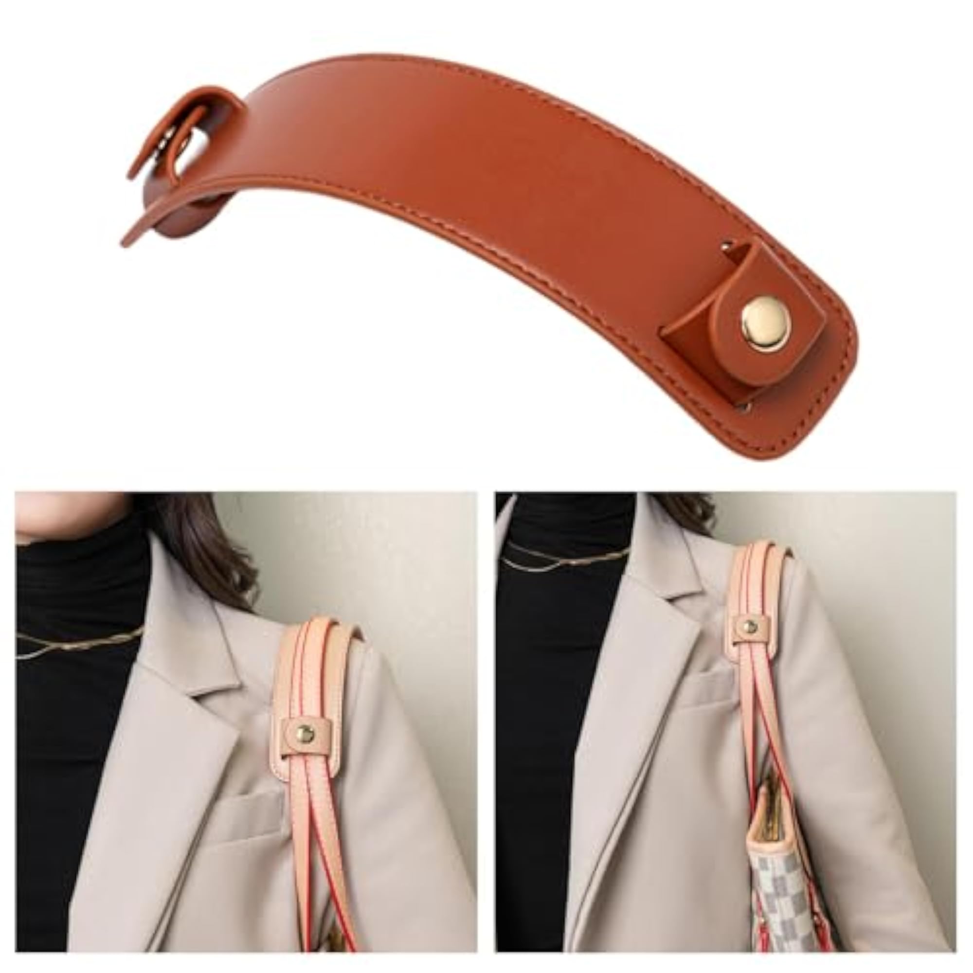 Leather Shoulder Strap Pad Wide Replacement for Satchels Handbag Laptop Case Brown