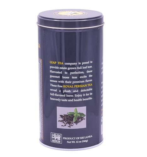 Image of Royal Persian Tea Earl Grey Loose Leaf Ceylon Black Tea, Premium Ceylon Ceylon Tea with Real Bergamot Oil,12 oz (340g) Aromatic Citrus Flavor, Hot or Iced, Bold & Smooth