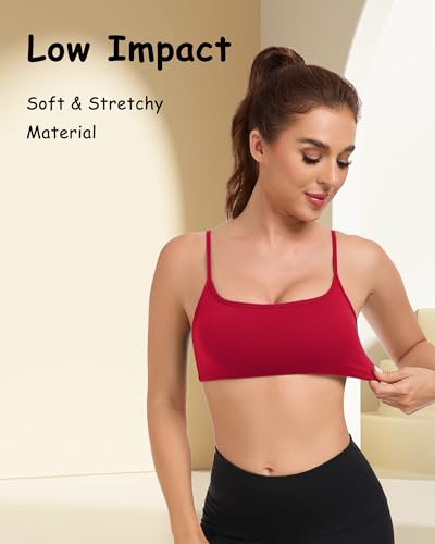 Image of QUOJIZY Sports Bras for Women Open Back Workout Tops for Women Yoga Bra Spaghetti Straps Twist Back
