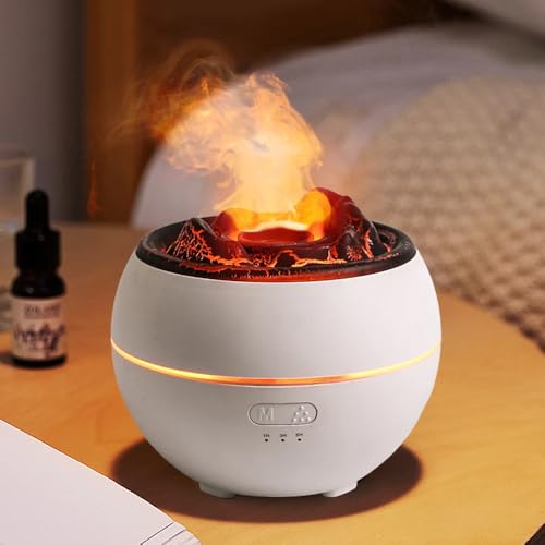 Difusor Umidificador de Ar Ultrassônico com Iluminação LED RGB Colorida, Cinza, 130ml, Formato Redondo, Controle Touch, USB