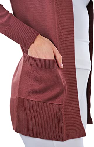 Image of ToBeInStyle Women's Long Sleeve Rib Banded Open Sweater Cardigan