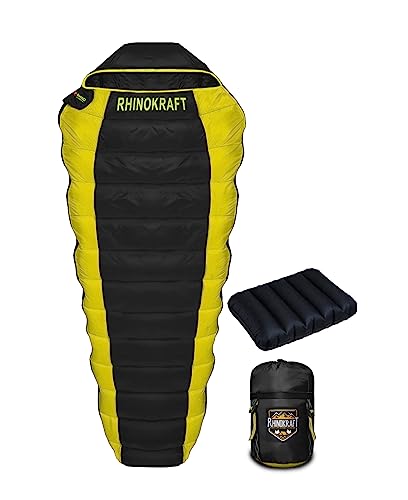 RhinoKraft Camping Sleeping Bag – 3 Season Warm & Cool Weather – Summer, Spring, Winter, Lightweight, for Adults & Kids – Camping Gear Equipment, Traveling and Outdoors