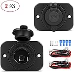 Nilight 2 Pack Car Cigarette Lighter Socket DC 12V Waterproof Power Outlet Adapter Replacement with Terminals Wires and Screws for Marine Boat Motorcycle, Boat, Car,Truck, RV, ATV,2 Years Warranty
