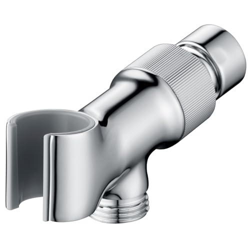 Metal Handheld Shower Head Holder, Adjustable Hand Held Shower Head Holder Brass Shower Arm Mount, 1/2" Shower Hose Holder Fits Most Hand Showerheads, Easy to Install(Chrome)