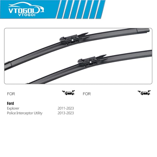OEM Windshield Wiper Blades Replacement for Ford Explorer 2011-2014 2015 2016 2017 2018 2019 2020 2021 2022 2023, All Weather Original Factory Quality Front & Rear Wipers Set 26"+22"+11" (Pack of 3) by VTOGOI - Used condition - Image 3