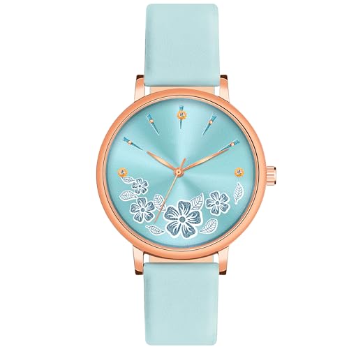 Image of Acnos Women's Classic Butterfly Dial Analog Watch with Leather Strap