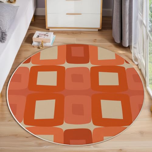 Tapis géométrique moderne orange lavable et antidérapant de 60cm - 2