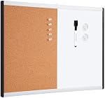 Amazon Basics Combo Magnetic Whiteboard&Cork Board for Home,Office and Classroom, Plastic/Aluminum Frame, White,Yellow, 17" x 23"