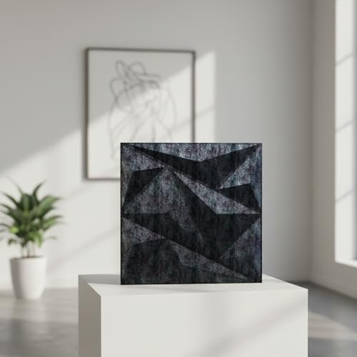 Image of Kayra Decor Wall Panels for Bedroom Alps Design Thunder Black Color 19.7 inch x 19.7 inch (Pack of 12) - Covers 32.34 Sq. Ft.