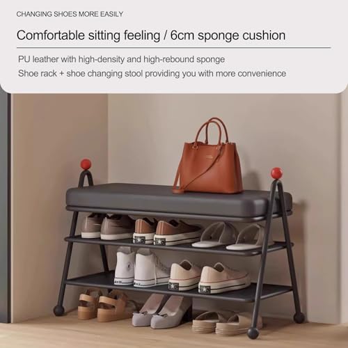 Rangement chaussures compact avec assise confortable noire - 4
