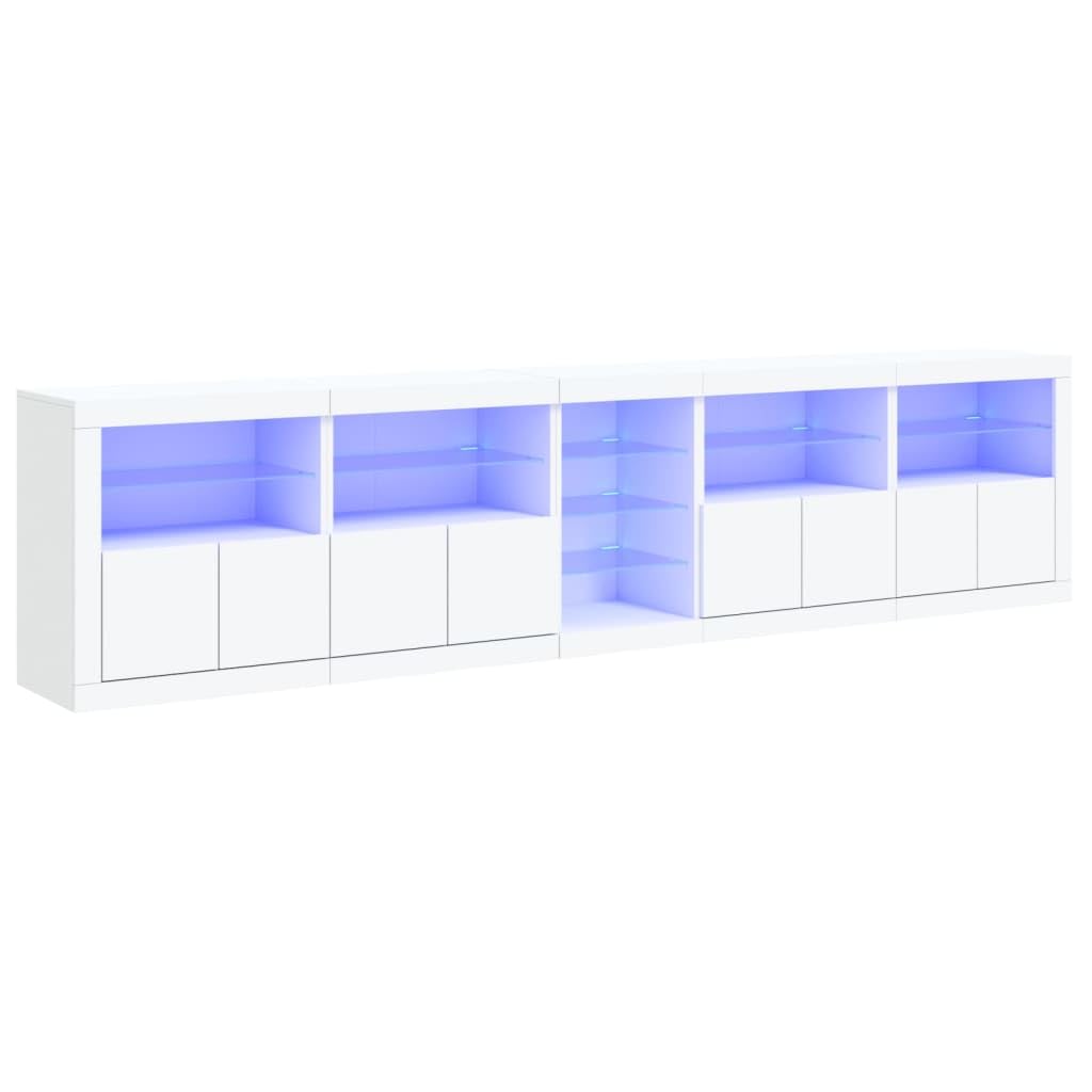 vidaXL Sideboard mit LED-Beleuchtung, Weiß