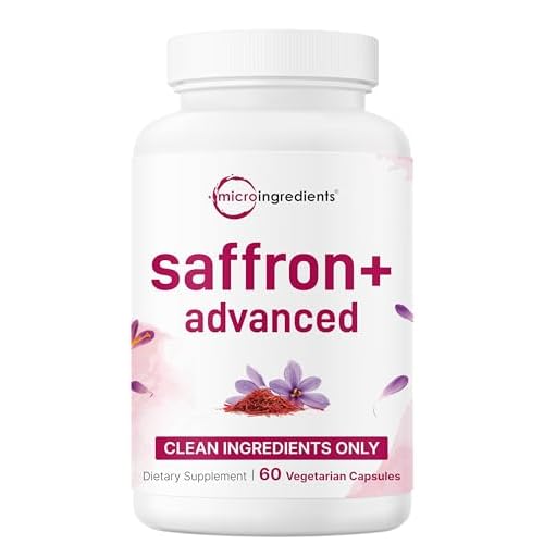 Micro Ingredients Saffron+ Advanced Supplements, 60 Veggie Capsules – 10-in-1 with Saffron Extract, High Absorption Fat-Soluble Vitamin C, Magnesium