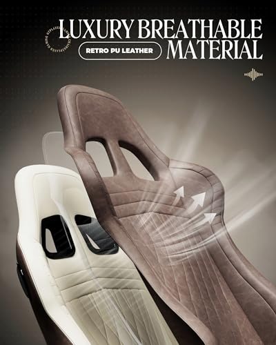 Image of GTPLAYER Gaming Chair, Video Game Chairs with Footrest, PC Gamer Chairs for Adults - Padded High Back Ergonomic Reclining Silla Gamer, Linkage Armrest, Ace Pro, Light Brown