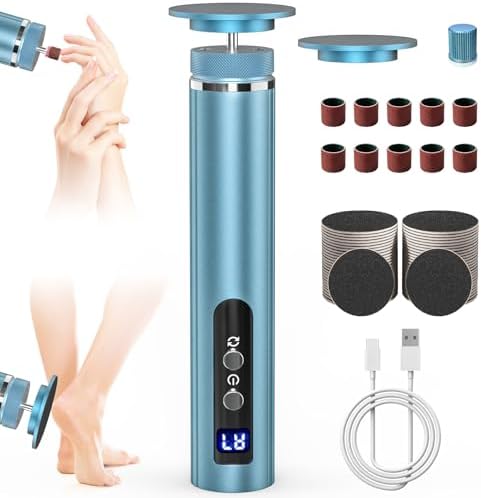 Electric Foot Callus Remover: 2-in-1 Rechargeable Foot File with 7 Adjustable Speeds & 1200RPM Power - Replacement Sandpaper Discs - Professional Pedicure Tool for Dead Skin & Calluses Removal