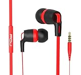 FOU Earbuds Earphones Headphones with Microphone Wired HIFI Stereo Bass in-ear Headsets with Inline Remote Control for iOS/Android(Black/Red)