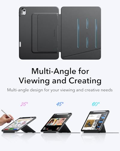 ESR for iPad Air 11 Inch Case M3/M2 (2025/2024), iPad Air 5th/4th Gen (2022/2020), Vertical Stand Cover, Multi Stand Angles, Ultra-Stable Case with Pencil Holder, Flip Magnetic Series, Black - Image 3
