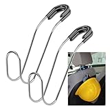 High Road Metal Car Hooks - Hard Hat Holder for Truck and Unbreakable Headrest Hooks for Car for Large Straps and Heavy Bags up to 40 lbs - Secure Attachment Loops Fit All Headrest Posts, 2-Pack