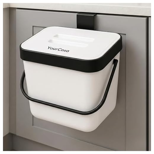 YourCasa® Biomülleimer Küche 7L mit Halterung und Sieb - Komposteimer Küche für alltäglichen Biomüll - geruchsdicht & spülmaschinenfest - Mülleimer Küche mit Deckel Bio Eimer (Weiss)